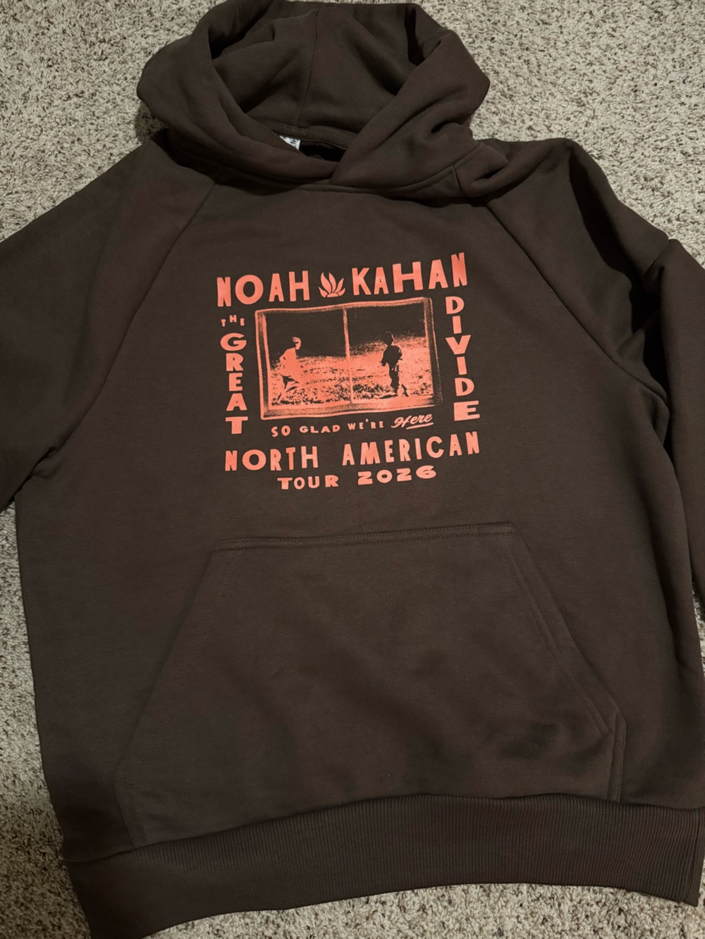 Noah Kahan Great Divide North American Tour 2026 Brown Sweatshirt Hoodie - M